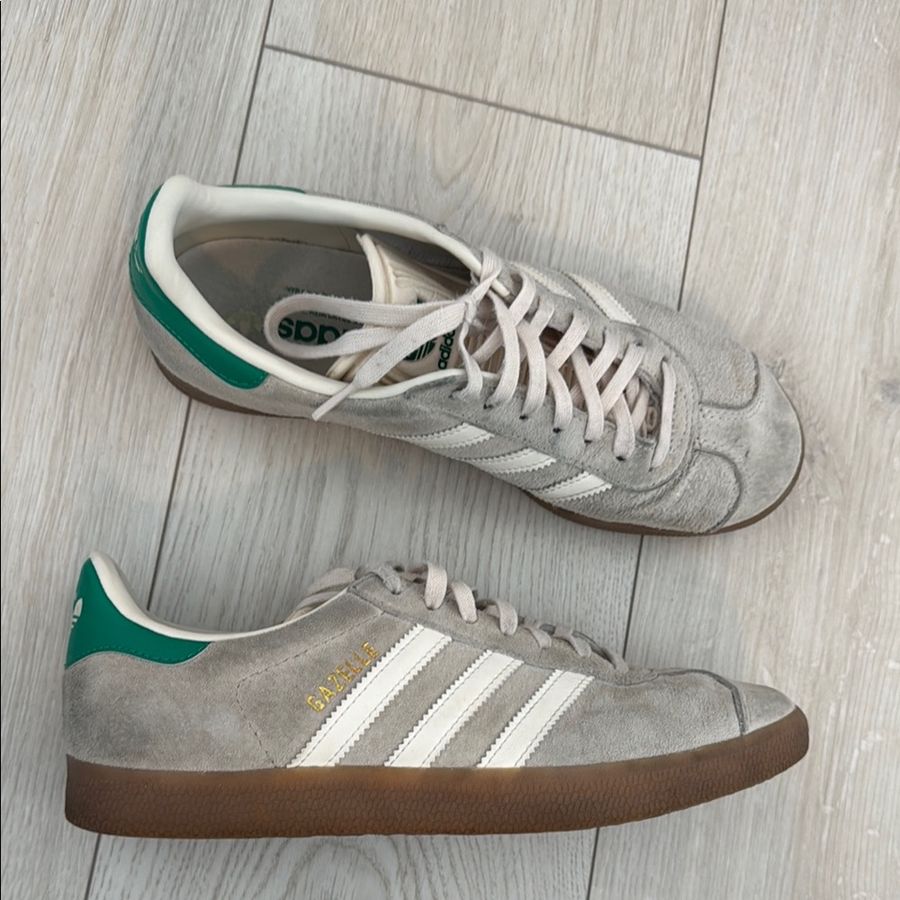Adidas Men's Gray and Green Sneakers